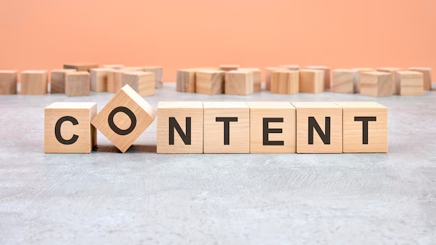 The word content written on a wooden block